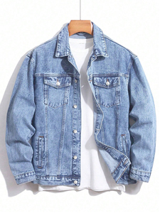 Oversized Trending <b>Denim</b> <b>Jackets</b> for Men <b>With</b> Full Customization Custom Sport Style Men's Jeans <b>Jacket</b> for Outdoor Wear - Product Image 1