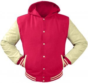 Wholesale High Quality Blank Varsity <b>Jacket</b> <b>Men</b> Custom Navy Blue And Cream Leather Sleeves Snap Button Hooded <b>Jacket</b> - Product Image 4