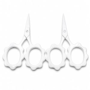 Tijeras de entresacar Flower Power Sharp de acero inoxidable para diestros, azules, 2.5 pulgadas, diseño Matryoshka Doll Tiny, 30 dientes, mango corto - Product Image 4