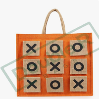 Sac fourre-tout créatif en jute orange léger, à ouverture facile, pour loisirs créatifs, shopping, usage quotidien, réutilisable, design écologique, cadeaux de détail