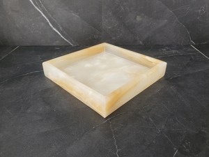Honey Onyx Square Shaped Tray Natural <b>Stone</b> Decorative Serving Tray Handmade Luxury Onyx Tray Wholesale Supplier - Product Image 5