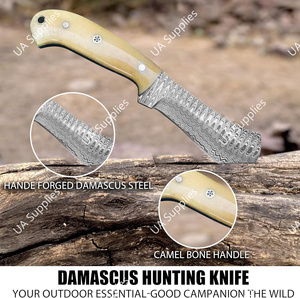 Couteau tactique de survie et de camping à lame fixe ultra-affûtée en acier de Damas, manche en os de chameau, fabrication OEM/ODM, vente en gros 2026 UA - Product Image 4