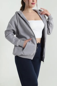 Sweat-shirt à capuche pour femme Ever Glow, manches longues, couleur unie, respirant, tricoté, style décontracté automne, noir, logo sur le devant - Product Image 4