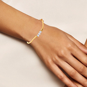 GLEAMORA ENTERPRISE Yellow Gold Lab Grown Diamond Fancy Round Brilliant Cut Classic Floral 18K Women's <b>Bangle</b> <b>Bracelet</b> - Product Image 3