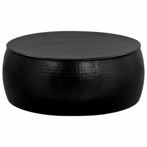 Luxury Design <b>Round</b> Coffee <b>Table</b> with Polished Hammered Copper Top and Black Metal Rivet Base for Modern Living Room - Product Image 2