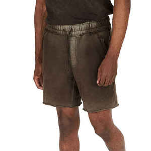 Shorts délavés tendance pour hommes en molleton 100 % coton, shorts décontractés pour garçons, shorts d'été pour hommes - Product Image 3