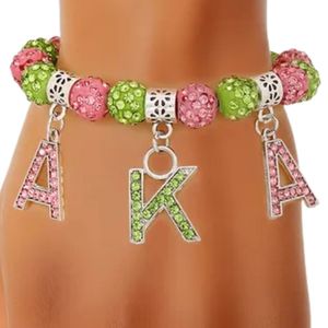 Pulsera de Letras Brillantes Rosa y Verde para Mujer, Pulsera de Cuentas con Dijes, Joyería de Moda, Pulsera de Perlas Coloridas, Accesorio de Regalo Casual - Product Image 6