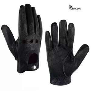 100%Genuine Deerskin Leather Gloves Men Black Brown Yellow Unlined Full <b>Finger</b> Driving Motorcycle Riding Daily Cycling - Product Image 4