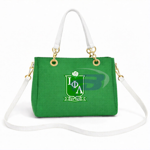 Sac à main en toile pour femme Iota Phi Lambda IPL Sorority avec fermeture éclair, lettres grecques, logo personnalisé, compartiment pour ordinateur portable, pour usage quotidien - Product Image 1