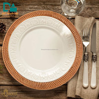Meilleures ventes 2025 – Ensemble de sets de table et sous-verres en rotin durable style campagnard – Couleurs et tailles personnalisables – Vaisselle pour fêtes de bébés/enfants