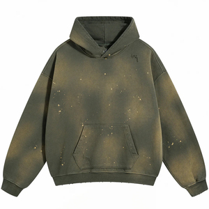 เสื้อฮู้ดดี้แบบขายส่ง 330gsm สีซีดจาง สไตล์วินเทจ สำหรับฤดูใบไม้ผลิและฤดูใบไม้ร่วง คุณภาพระดับ E ไม่มีเชือกผูก สำหรับผู้ชาย สีเทาฟอกกรด - Product Image 4