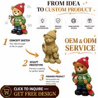 Figurine d'ours en résine personnalisée, écologique, pour Noël, ours en peluche avec pull peint à la main, cadeau de Noël, décoration, artisanat OEM ODM
