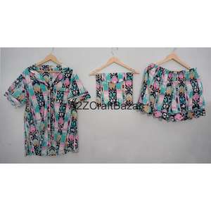 Conjunto de Pijama de Algodón 100% Hecho a Mano en India, Estampado Digital Floral, Clásico de Invierno, Suave, Transpirable, de Secado Rápido, Romántico - Product Image 5