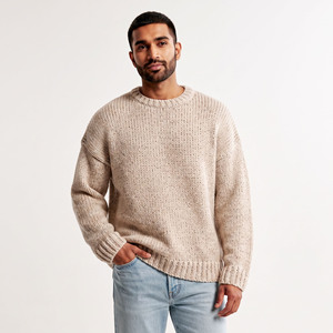 Pull tricoté d'hiver pour homme, col rond, coupe ample, manches longues, doux et chaud, personnalisable, vente en gros - Product Image 1