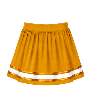 Mustard Yellow Cheerleading <b>Skirt</b> Pleated Athletic Uniform <b>Skirt</b> With Striped Trim Team Performance Wear Custom Sports Apparel - Product Image 2
