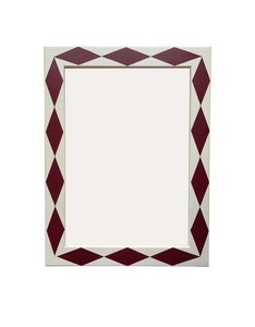 Marco de Fotos de Madera Rojo y Blanco con Diseño de Arlequín de Diamantes Hecho a Mano, Decorativo, Artístico, Rectangular, Moderno, para Exhibición de Imágenes - Product Image 1