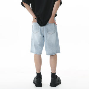 Shorts en jean personnalisés brodés en 3D, patchwork vintage, confortables, coupe droite, durables, délavage clair, pour hommes, OEM ODM - Product Image 3