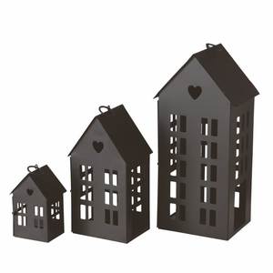 Ensemble de 2 lanternes vintage en fer noir pour la décoration de la maison et des fêtes, avec un design durable et une poignée - Product Image 2