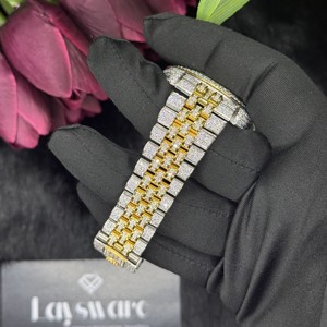 Reloj de Lujo de 41 mm con Cristal de Acero Inoxidable, Cuadrado, con Diamantes Moissanite, Elegante, Estilo Hip Hop, Movimiento Mecánico Japonés Analógico - Product Image 4