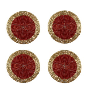 Embroidered Seed Bead <b>Coasters</b> Bohemian <b>Coasters</b> Embroidered Drink <b>Coasters</b> Classic <b>Beaded</b> Style at Wholesale Rate - Product Image 2