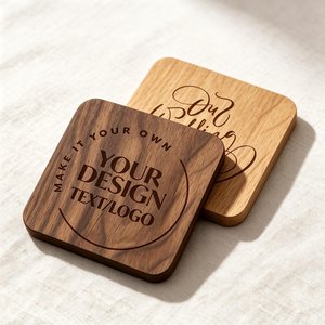 Wooden Coaster <b>Square</b> Thank You Engraved Reusable <b>Table</b> Pad Modern Home Decor at lowest prices By NEHA ENTERPRISES - Product Image 3