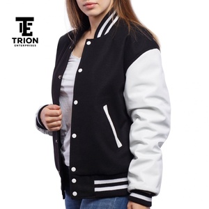 OEM New Fashion Casual Winter Wear Varsity <b>Jacket</b> Comfortable Regular Leather Sleeve Breathable <b>Lightweight</b> <b>Women</b> Varsity <b>Jacket</b> - Product Image 1