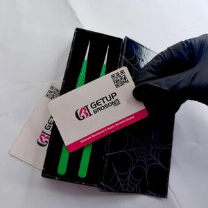 GETUP BROSONS IMPEX แหนบดัดขนตาสแตนเลสป้องกันไฟฟ้าสถิตย์ สีเขียว ด้ามจับเพชร ปลายเรียบ ขนาด 10 มม. - Product Image 3