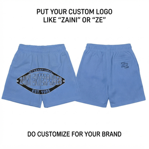 Shorts de sport pour homme en coton 100% de qualité supérieure, 160 GSM, taille mi-haute, avec cordon de serrage, empiècements latéraux en maille marron et rose, imperméables - Product Image 1