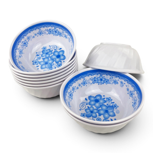 Bol mélangeur en mélamine bleu et blanc à motif paysager, rond, résistant au lave-vaisselle, durable, portable, vaisselle de cuisine - Product Image 5