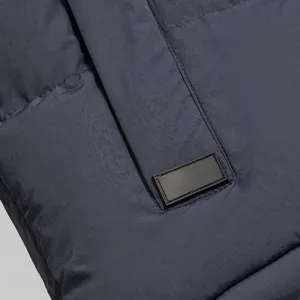 Men's Winter Puffer Jacket Stand Collar Zipper Closure Windproof Casual Style Thick Polyester Wadding Solid <b>Colour</b> - Product Image 4