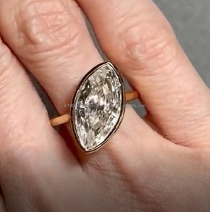 2.50 CT Marquise Cut Moissanite Diamond Huge Bezel Setting <b>Solitaire</b> Engagement Wedding Anniversary Minimalist 925 <b>Silver</b> <b>Ring</b> - Product Image 3