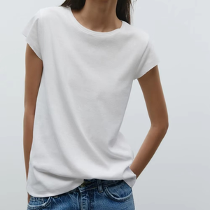 High Quality Short Sleeve Round Neck Solid Color Blank T-Shirt for Women Plain Cotton T Shirt Women Casual T-shirt - Product Image 2