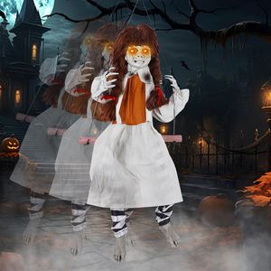 Decorazioni di Halloween: Ragazza Animatronica a Grandezza Naturale su Dondolo con Suoni Spettrali, Oggetto Scenico da Esterno per Halloween - Product Image 1