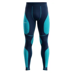 Amkoor Leggings de compression pour hommes, longueur intégrale, bleu foncé, vert sarcelle, en Spandex/Nylon, séchage rapide, taille élastique, collants de sport - Product Image 1