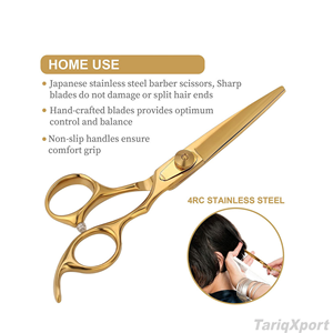 Tijeras Profesionales de Belleza y Barbería 4Cr13 con Puntas de Cuchilla Afiladas Chapadas en Oro, Acero Inoxidable, Ligeras, Plegables, para Diestros - Product Image 5