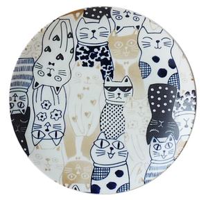 Assiette ronde en porcelaine écologique avec motif de chat mignon, compatible lave-vaisselle et micro-ondes - Product Image 1