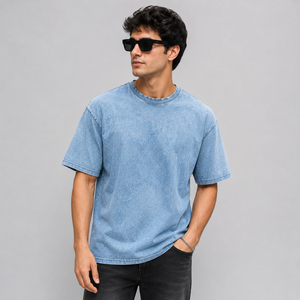 Camisetas de hombre de corte holgado, estilo vintage, con lavado mineral, de manga corta, 100% algodón, de gramaje pesado, con lavado ácido y corte cuadrado - Product Image 1