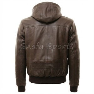 เสื้อแจ็คเก็ตหนังแท้บุขนแกะสำหรับผู้ชาย กันน้ำ ระบายอากาศได้ดี ซิปหน้า มีจำหน่าย - Product Image 2