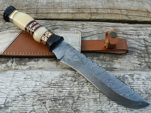 Couteau de chasse artisanal en acier Damas, nouvelle édition haut de gamme, forgé à la main, couteau de survie, lame fixe ultra-affûtée, idéal pour le camping - Product Image 2