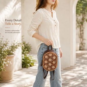 Hand Tooled Floral Carved Leather Women's <b>Backpack</b> Genuine Leather Western <b>Backpack</b> <b>Purse</b> Handmade Fashion Travel Style Bagpack - Product Image 2