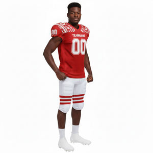 Ensemble de maillots de football américain rouge et blanc pour hommes, manches courtes, sublimé, respirant, coupe athlétique, toutes saisons, vêtements d'équipe - Product Image 3