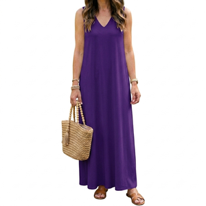 100% Linen Vintage <b>Summer</b> Sleeveless Dress for Women Heavy Lace V-Neck Loose <b>Long</b> Midi A-Line <b>Skirt</b> Plants Flowers Pattern - Product Image 2