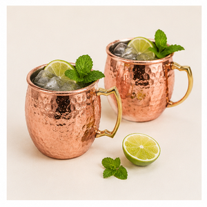 Ensemble de mugs Moscow Mule en cuivre pur 100% artisanal, design baril martelé, tasse à bière en cuivre massif pour bar à cocktails, personnalisable - Product Image 2