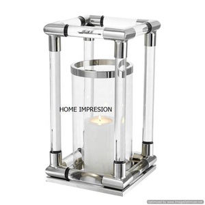 Acrylic Metal <b>Lantern</b> Shape Candle Holder Luxury Acrylic Candle Holder - Product Image 1