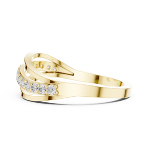 Bague d'anniversaire classique en or massif 14K 18K avec diamant de laboratoire taille ronde 0,25 carat DEF VVS, sertie pavé, à double sangle ondulée, ODM - Product Image 5