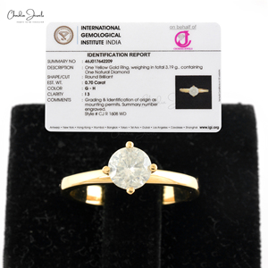 Bague solitaire en or jaune massif 14 carats, sertie de diamants blancs ronds de 5 mm, certifiée IGI, cadeau d'anniversaire pour femme - Product Image 6