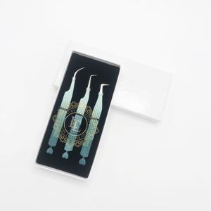 Pince à épiler professionnelle d'extension de cils Ombre pointe argentée conception de fond de coeur revêtement en poudre d'acier inoxydable durable - Product Image 6