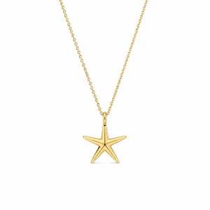 Hallmarked Silver Minimal Starfish Gold Plated Pendant Necklace for Women - Product Image 3