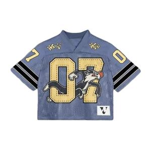 Camiseta de fútbol personalizada para hombre al por mayor, camisetas de fútbol americano universitario cosidas de alta calidad a la moda con bandera de EE. UU. - Product Image 2