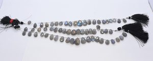 Cuentas facetadas de labradorita natural en forma de pera de 8x11-11x15 mm, cuentas de labradorita con destello azul de 7 pulgadas para la fabricación de joyería al por mayor. - Product Image 6